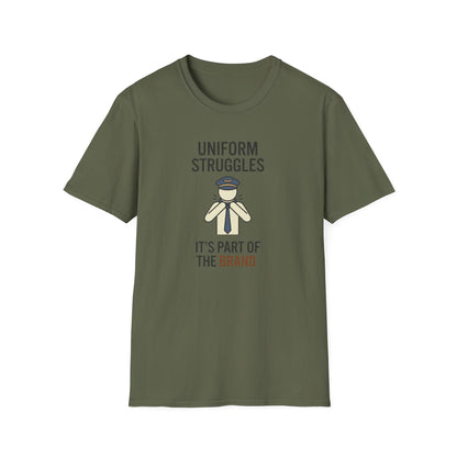 Uniform Struggles T-Shirt — Funny Police/Uniform Humor Tee (“It’s Part of the Brand”)