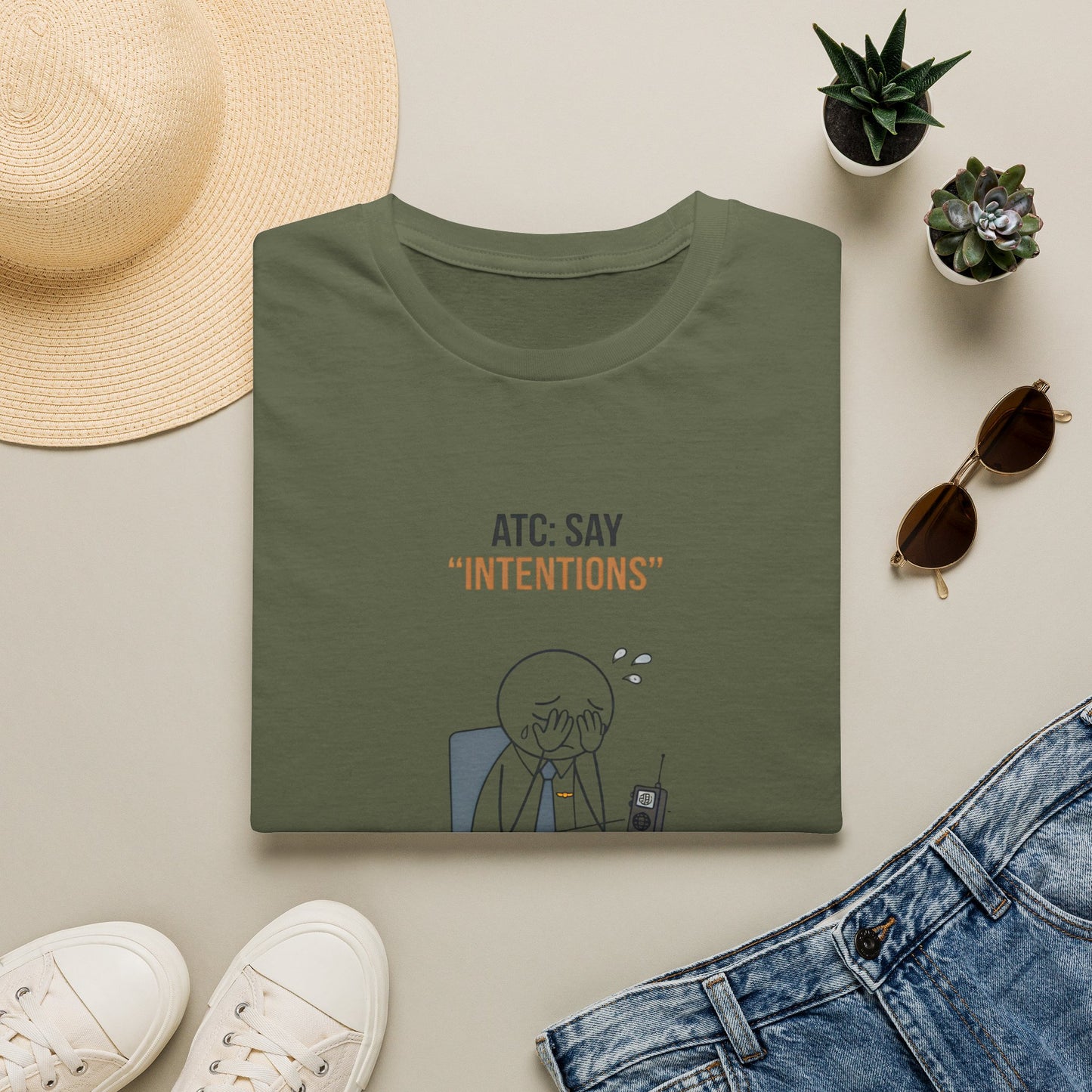 T‑Shirt — “ATC: Say 'Intentions'” Funny Air Traffic Controller Pilot Tee