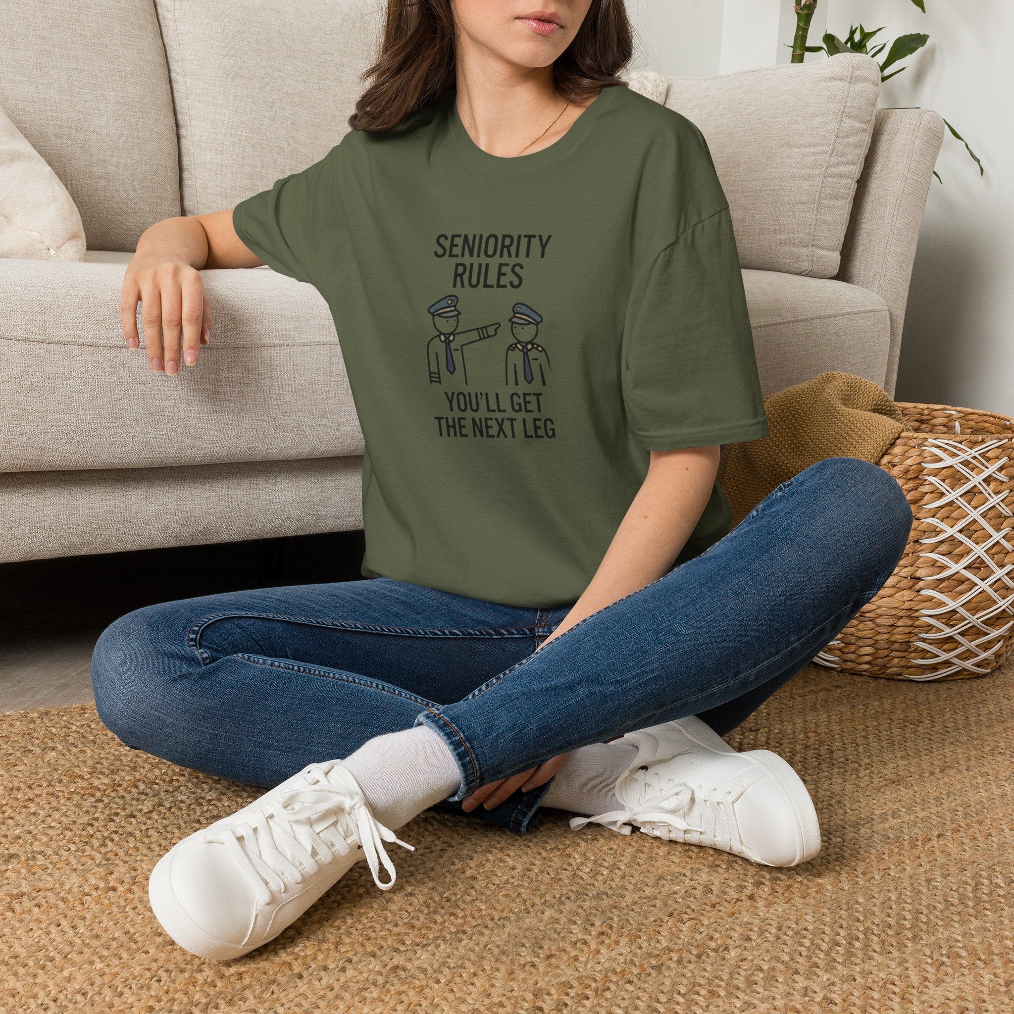 Seniority Rules T-Shirt — Funny Workplace Seniority Tee ("You’ll Get the Next Leg")