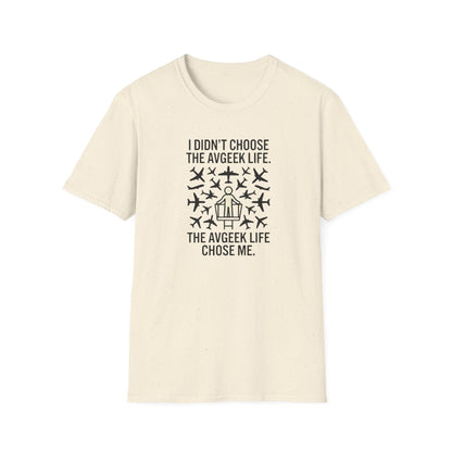 Pilot T-Shirt — "I Didn't Choose the Avgeek Life" Airplane Graphic Tee