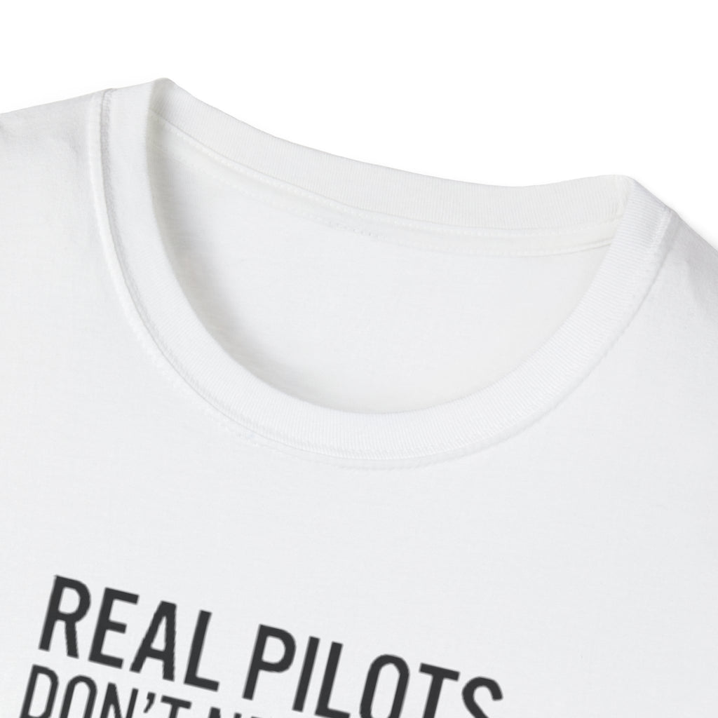 Pilot T-Shirt — “Real Pilots Don’t Need GPS (Except When They Do)” Aviation Tee