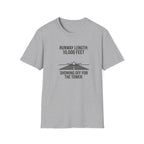 Aviation T-Shirt — "Runway Length: 10,000 Feet, Showing Off for the Tower" Pilot Shirt