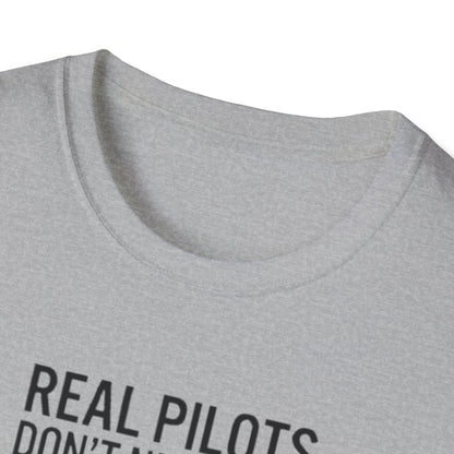 Pilot T-Shirt — “Real Pilots Don’t Need GPS (Except When They Do)” Aviation Tee
