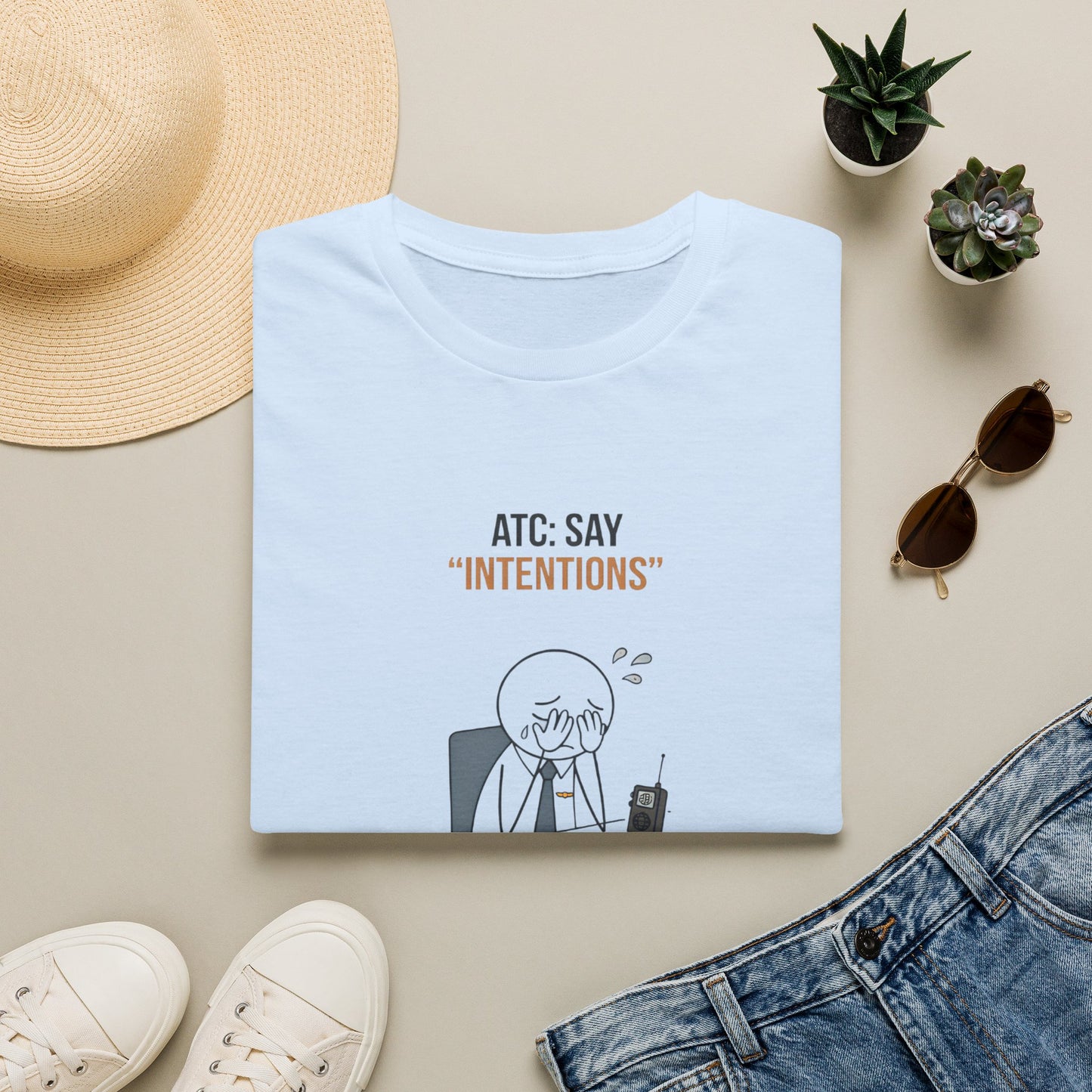 T‑Shirt — “ATC: Say 'Intentions'” Funny Air Traffic Controller Pilot Tee