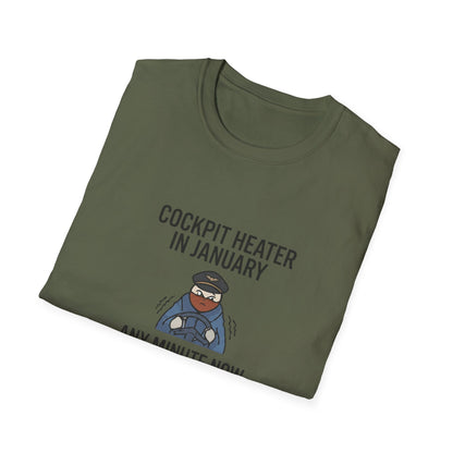 Cockpit Heater in January T-Shirt — Funny Pilot Aviation Tee