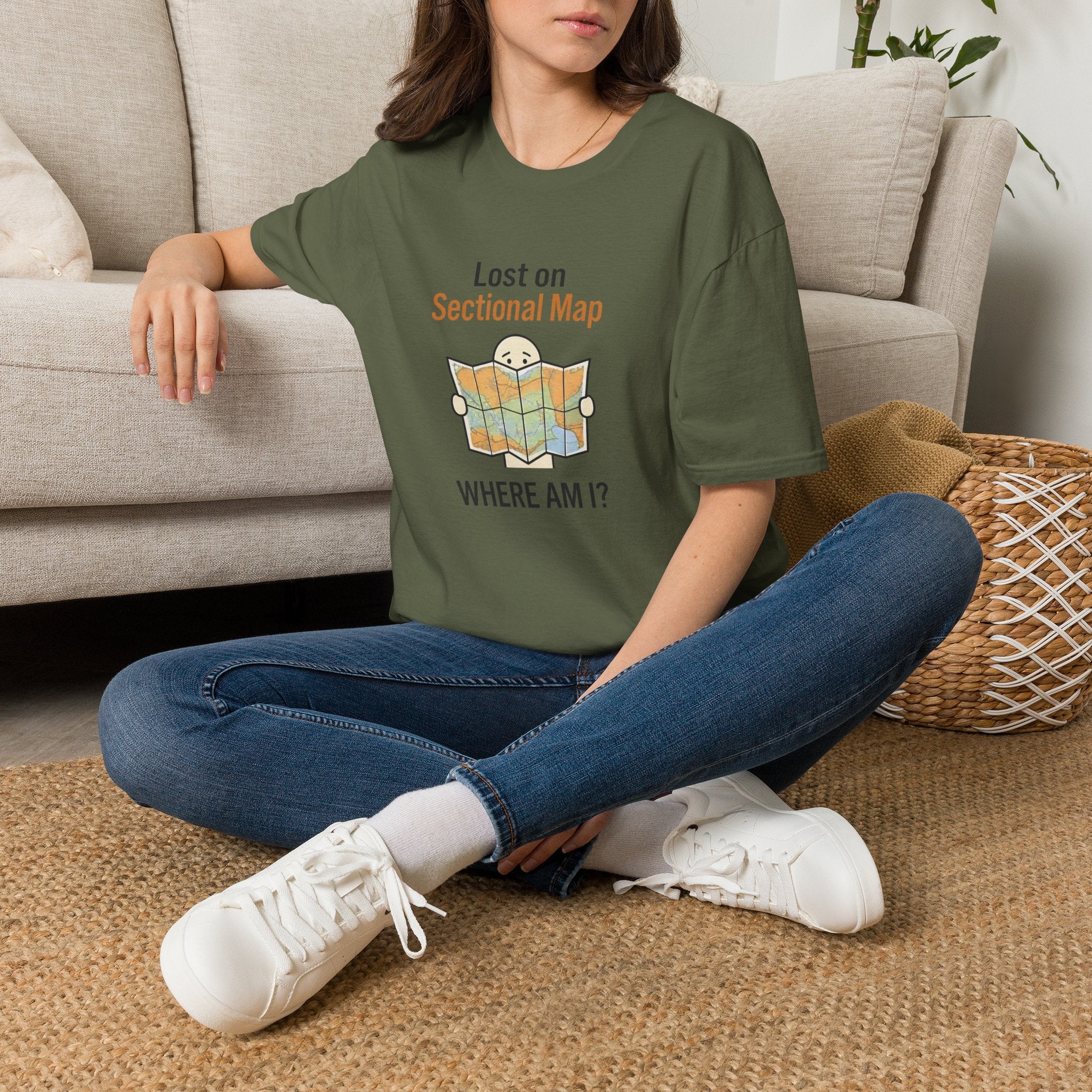 Lost on Sectional Map T-Shirt — Funny Travel Map Tee (Where Am I?)