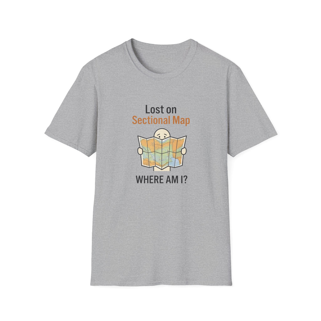 Lost on Sectional Map T-Shirt — Funny Travel Map Tee (Where Am I?)