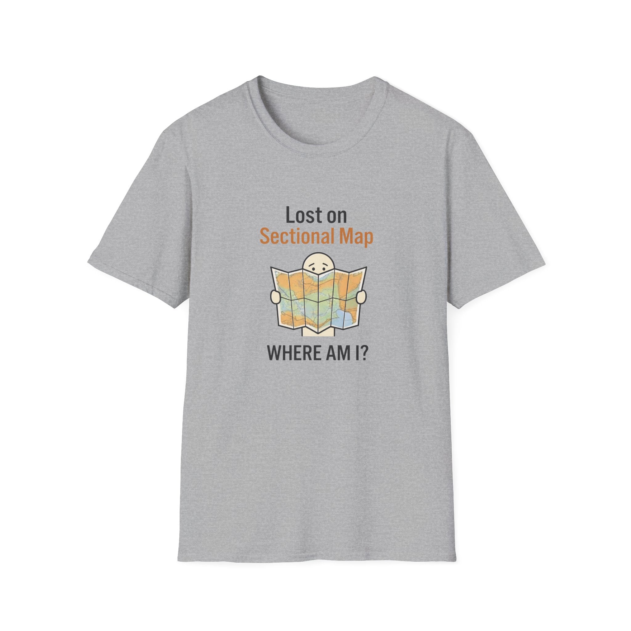 Lost on Sectional Map T-Shirt — Funny Travel Map Tee (Where Am I?)