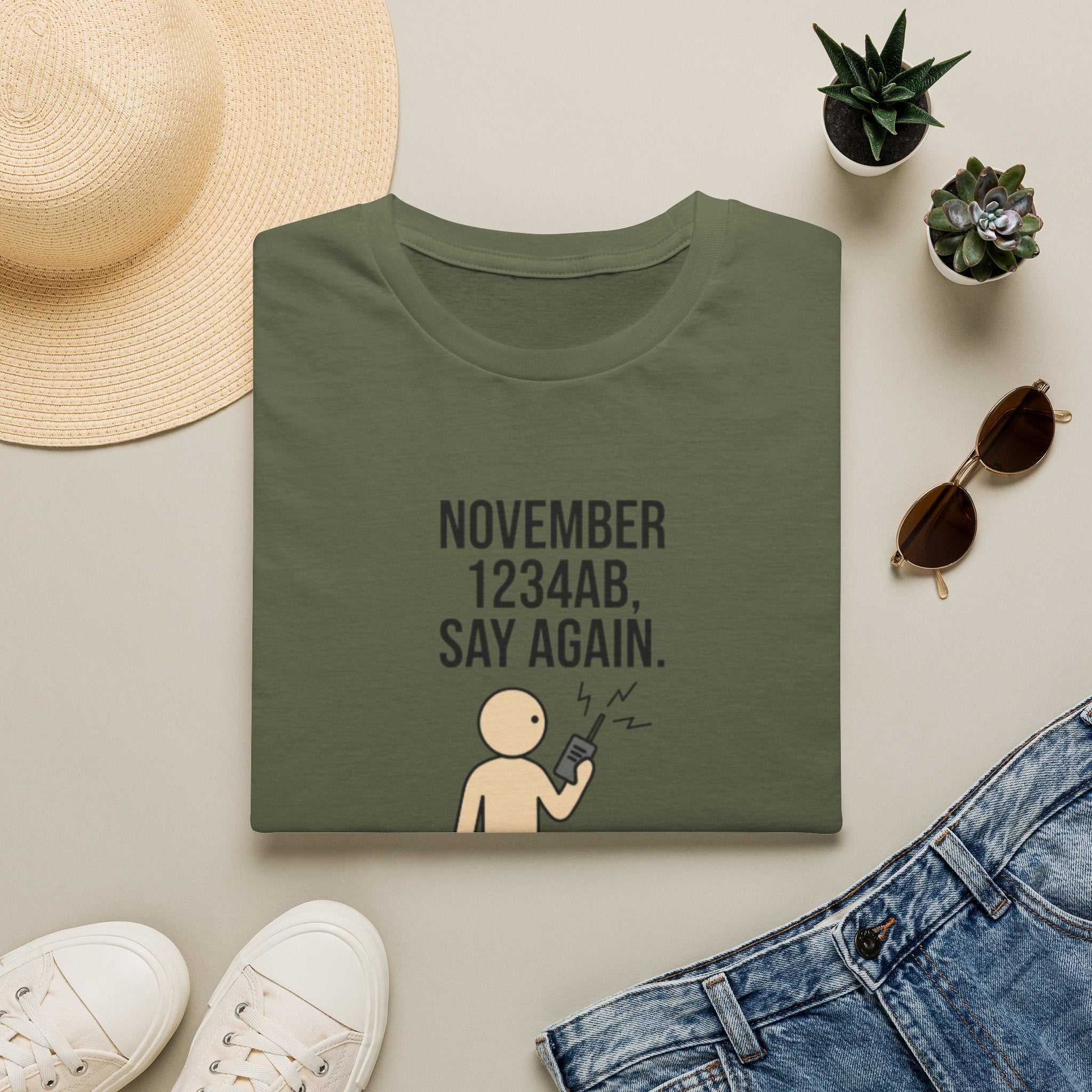 T‑Shirt — Funny 'November 1234AB, Say Again. Did He Say Alpha or Bravo?' Radio Communication Tee