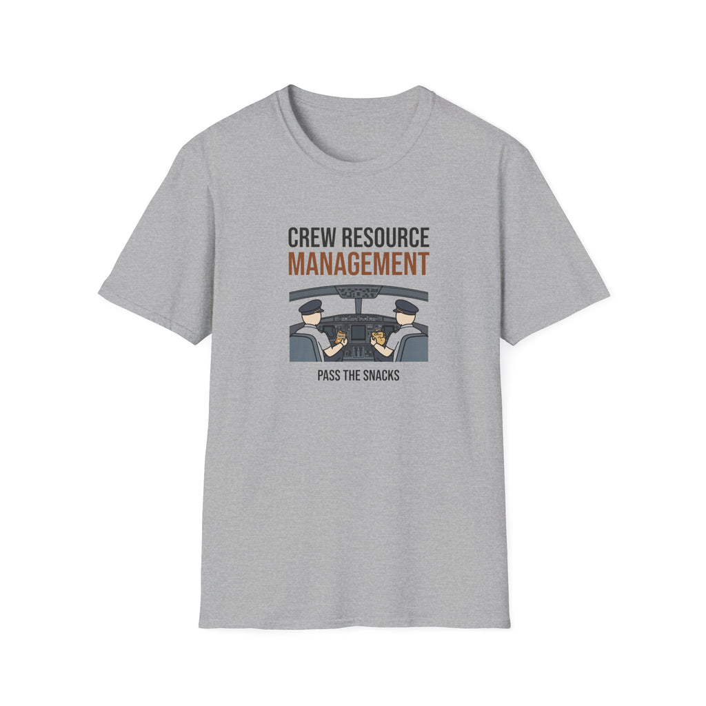 Crew Resource Management T-Shirt — Pilot Cockpit 'Pass the Snacks' Aviation Tee
