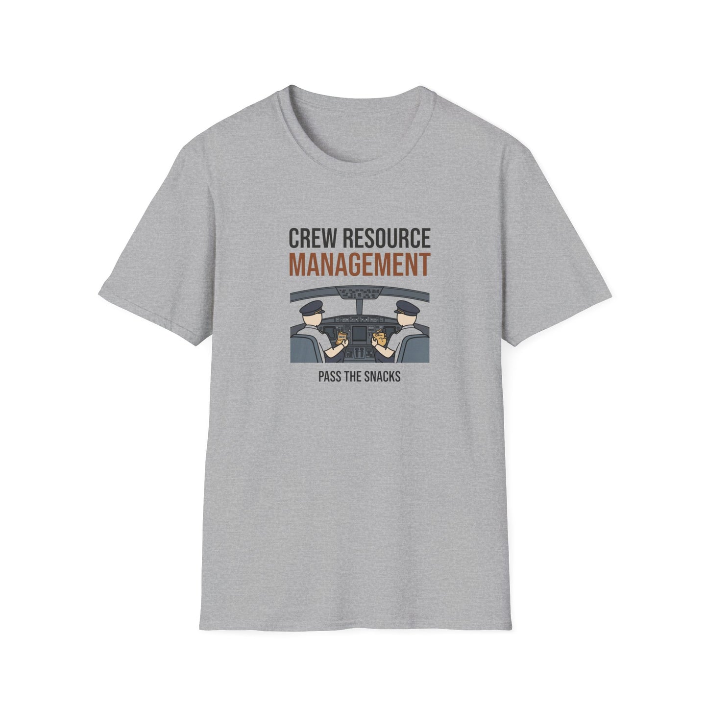 Crew Resource Management T-Shirt — Pilot Cockpit 'Pass the Snacks' Aviation Tee