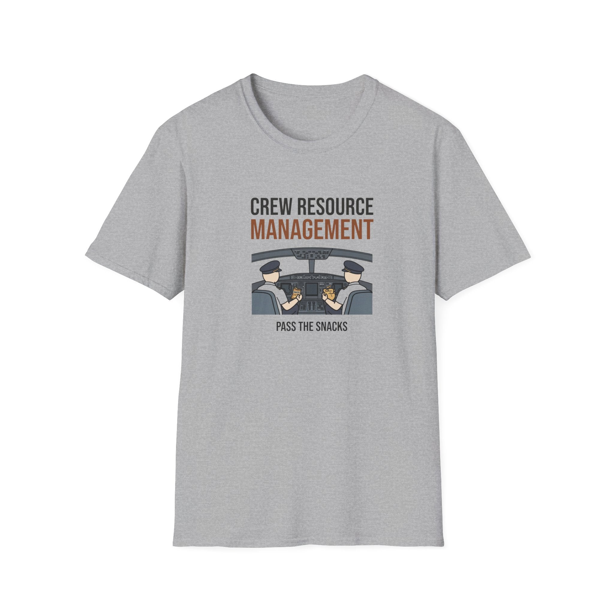 Crew Resource Management T-Shirt — Pilot Cockpit 'Pass the Snacks' Aviation Tee