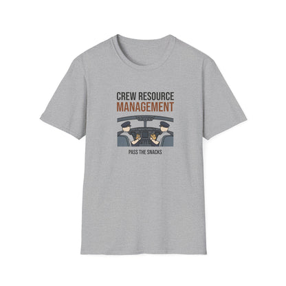 Crew Resource Management T-Shirt — Pilot Cockpit 'Pass the Snacks' Aviation Tee