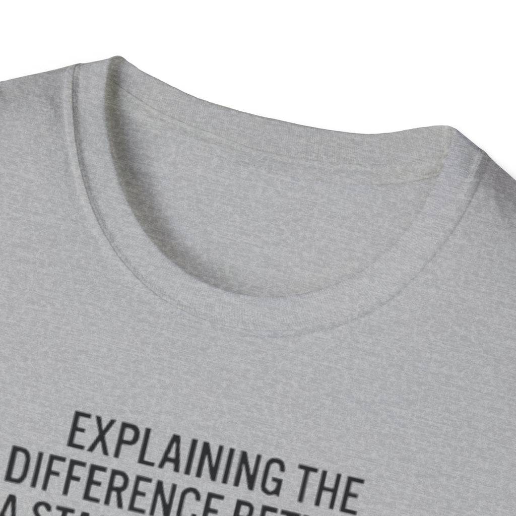 Aviation Humor T-Shirt — "Explaining the difference between a stall and a spin to non-aviation friends"