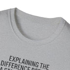 Aviation Humor T-Shirt — "Explaining the difference between a stall and a spin to non-aviation friends"