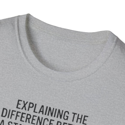 Aviation Humor T-Shirt — "Explaining the difference between a stall and a spin to non-aviation friends"