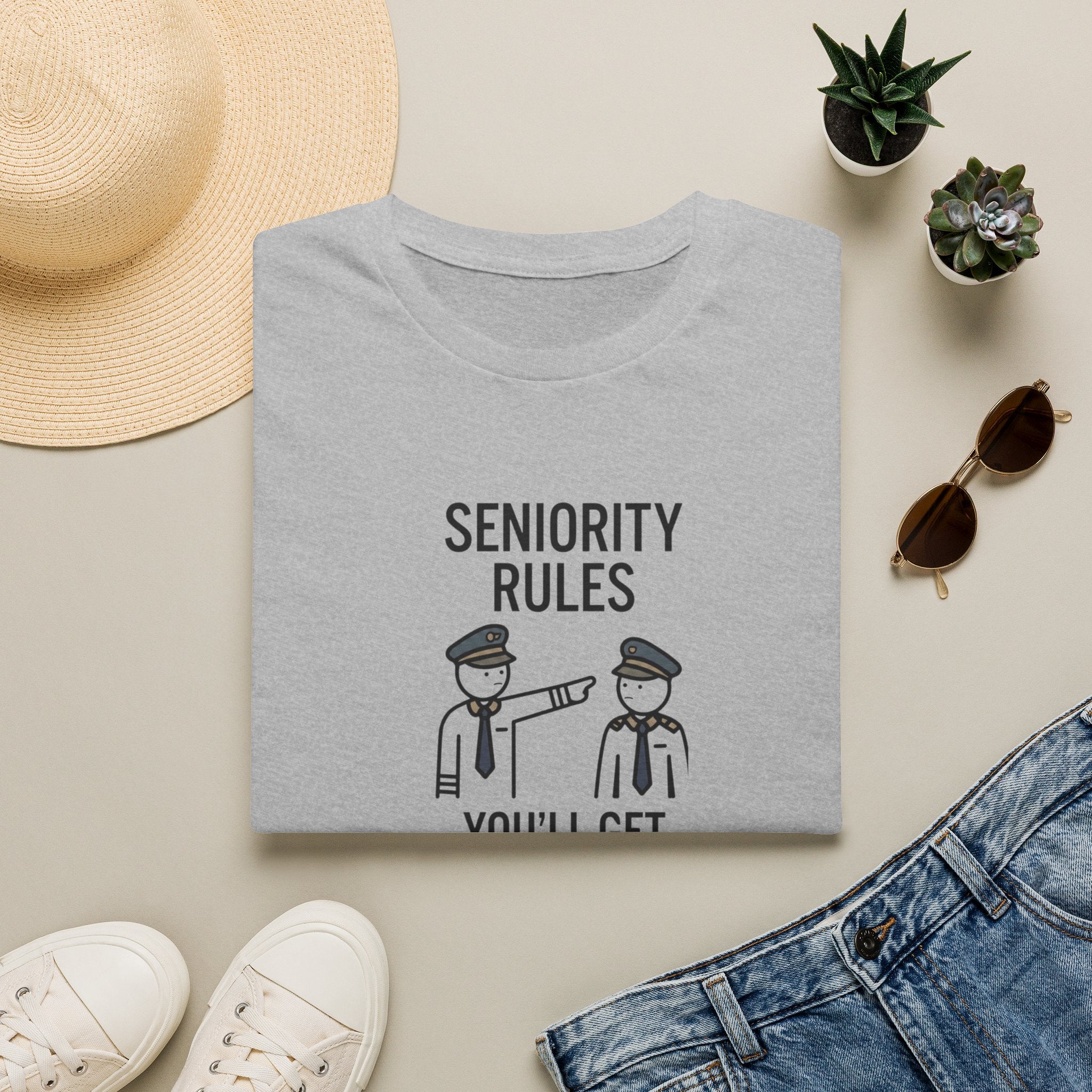 Seniority Rules T-Shirt — Funny Workplace Seniority Tee ("You’ll Get the Next Leg")