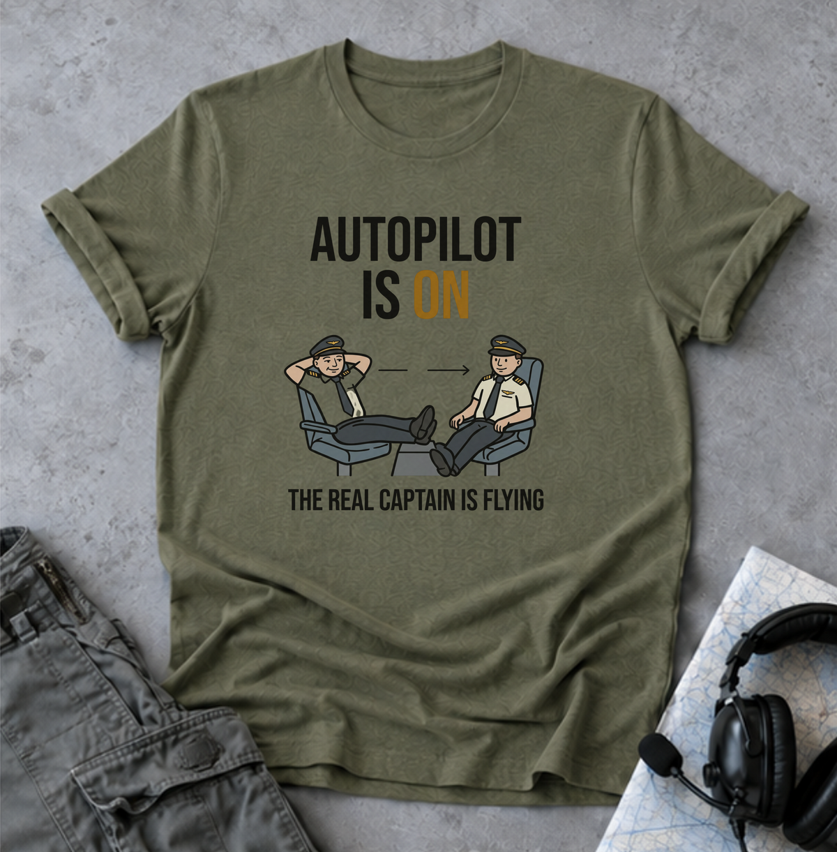 Autopilot Is On T‑Shirt — Funny Pilot Aviation Tee