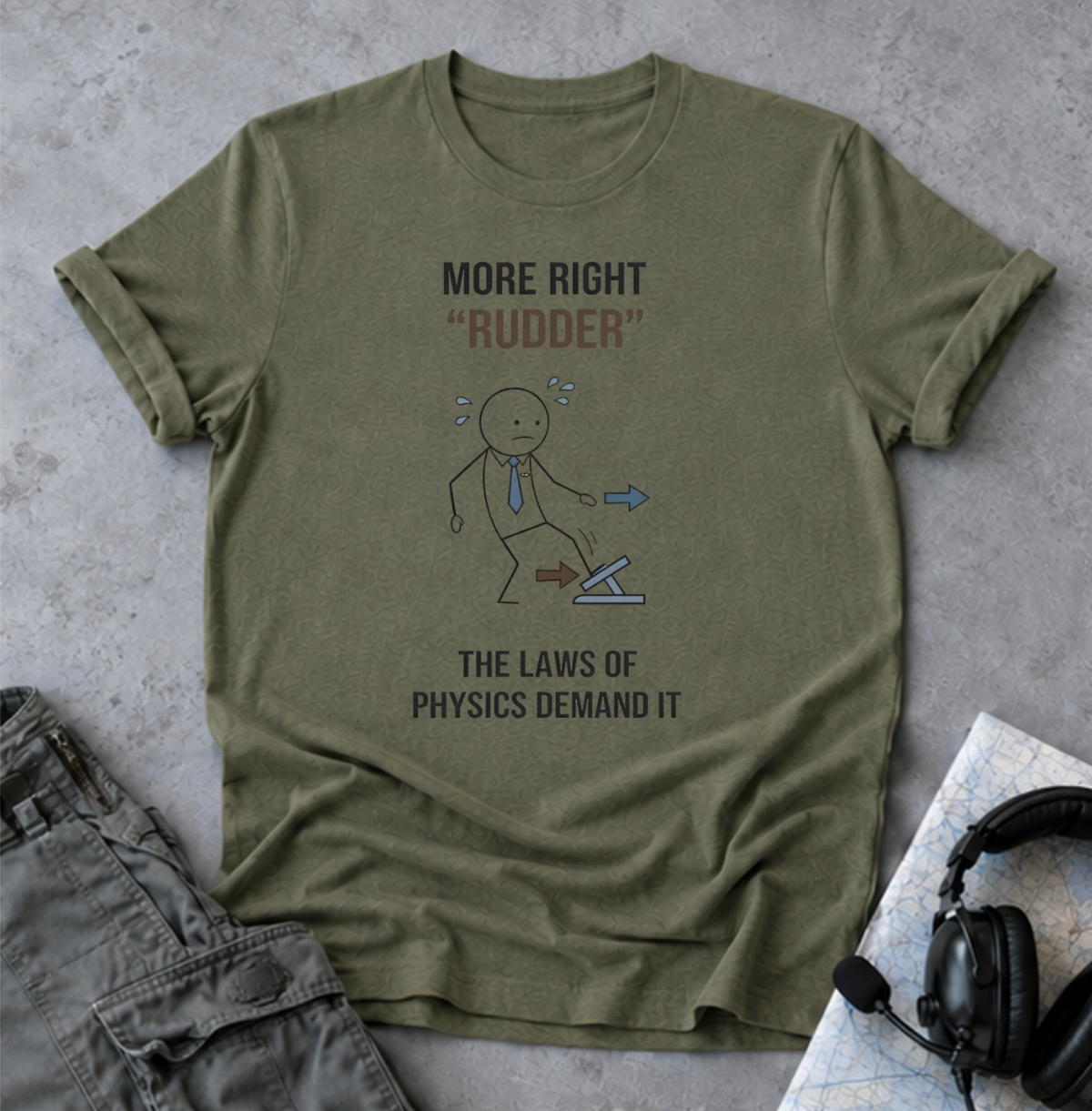 T-Shirt — “More Right 'Rudder'” Funny Physics Shirt