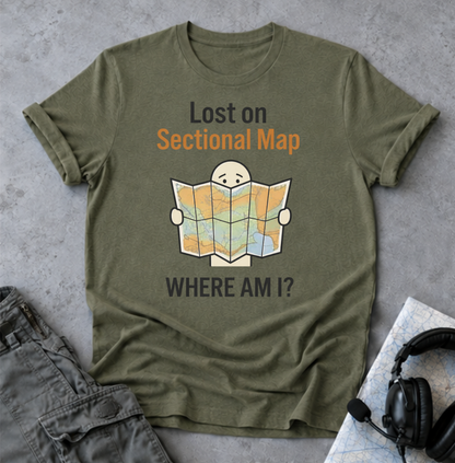 Lost on Sectional Map T-Shirt — Funny Travel Map Tee (Where Am I?)