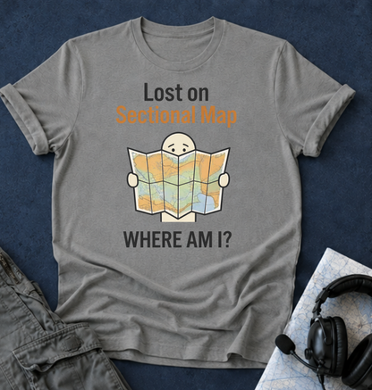 Lost on Sectional Map T-Shirt — Funny Travel Map Tee (Where Am I?)