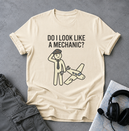 Mechanic Pilot T‑Shirt — "Do I Look Like a Mechanic?" Funny Aviation Tee